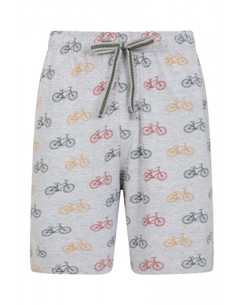 Printed Mens Pajama Shorts Grey $11.21 Loungewear