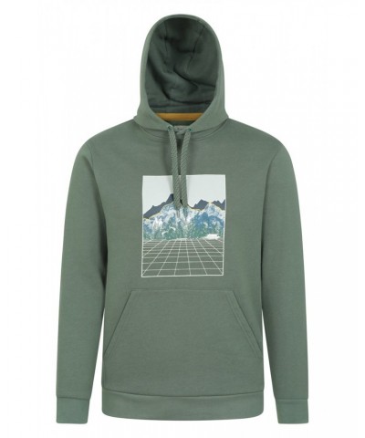 Mountain Grid Mens Hoodie Dark Green $18.80 Tops