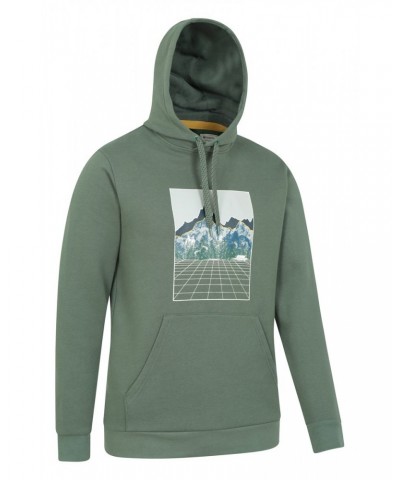 Mountain Grid Mens Hoodie Dark Green $18.80 Tops