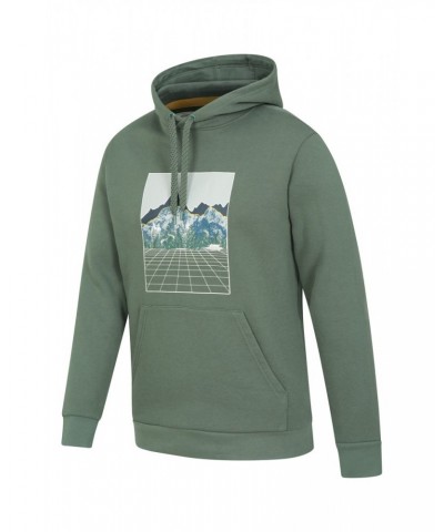 Mountain Grid Mens Hoodie Dark Green $18.80 Tops