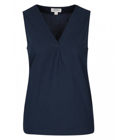 Daisy Womens Linen Tank Top Navy $12.41 Tops