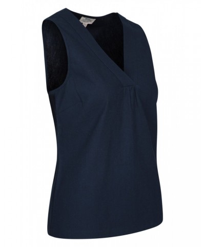 Daisy Womens Linen Tank Top Navy $12.41 Tops