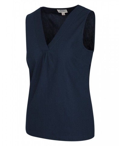 Daisy Womens Linen Tank Top Navy $12.41 Tops