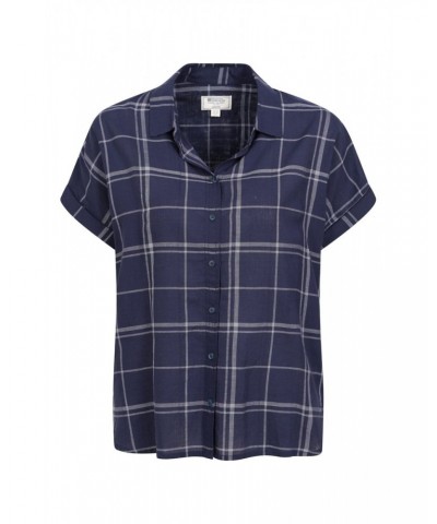 Palm Womens Relaxed Check Shirt Blue $18.47 Tops