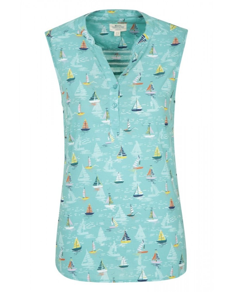 Petra Womens Printed Sleeveless Shirt Nautical $13.49 Tops