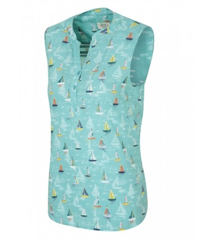 Petra Womens Printed Sleeveless Shirt Nautical $13.49 Tops