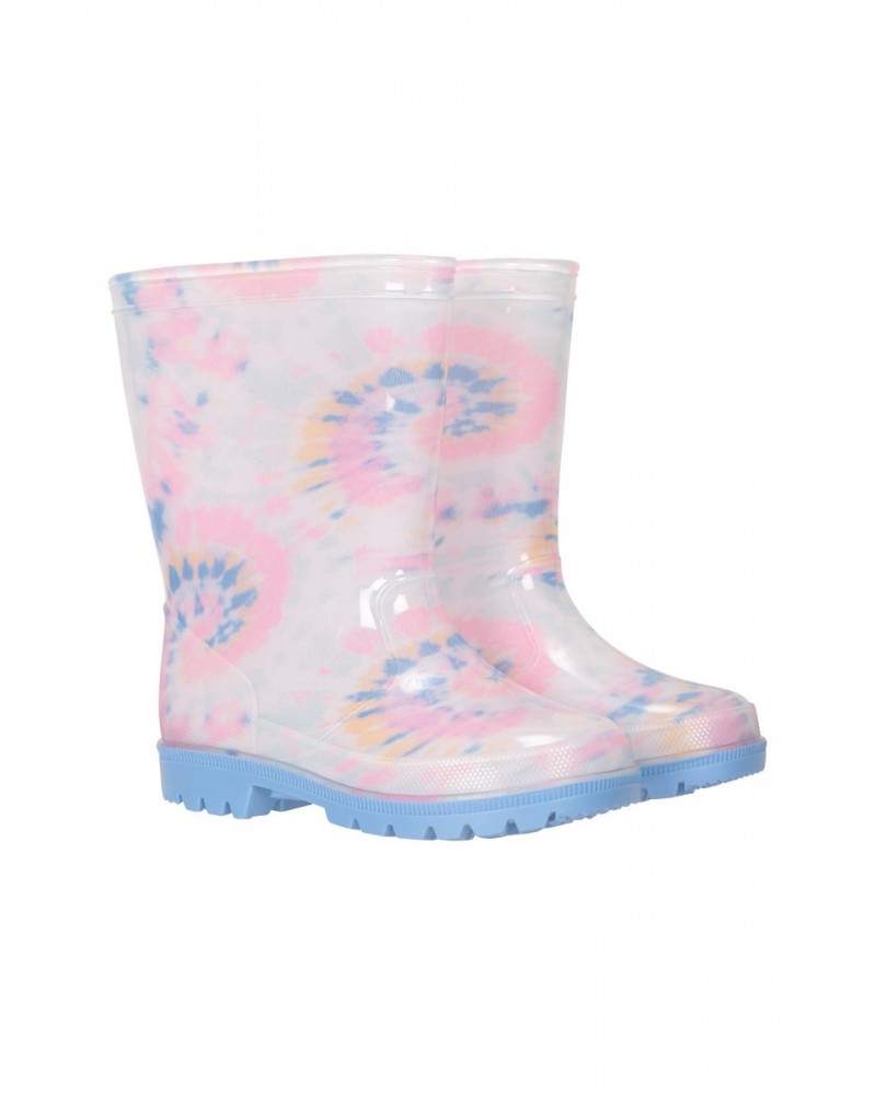 Tie Dye Kids Rain Boots Light Pink $14.24 Footwear