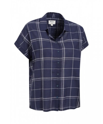 Palm Womens Relaxed Check Shirt Blue $18.47 Tops