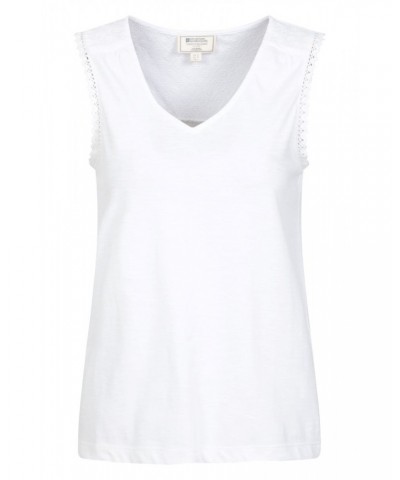 Portofino Womens Embroidered Tank Top White $11.95 Tops