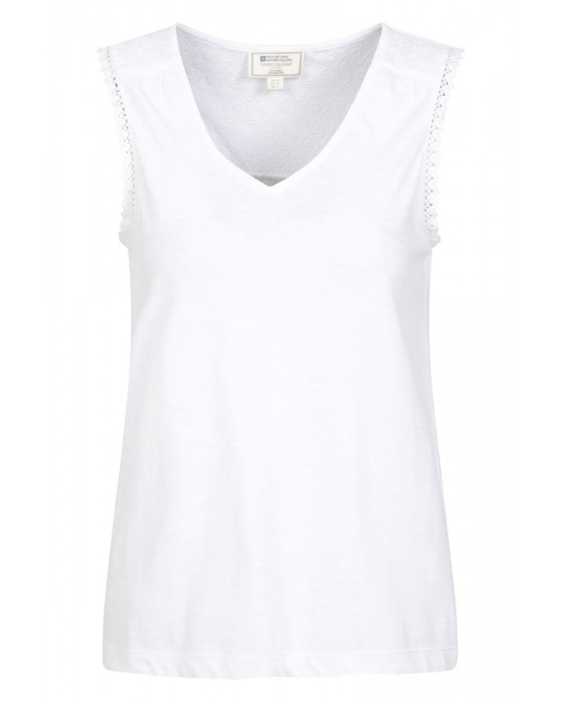 Portofino Womens Embroidered Tank Top White $11.95 Tops