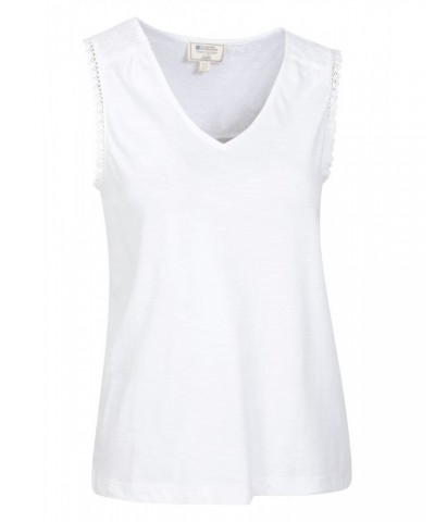 Portofino Womens Embroidered Tank Top White $11.95 Tops