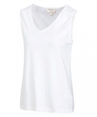 Portofino Womens Embroidered Tank Top White $11.95 Tops