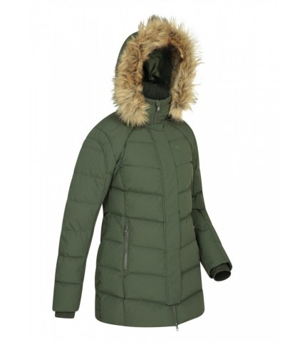 Isla II Womens Long Down Jacket Khaki $47.30 Jackets