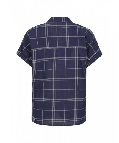 Palm Womens Relaxed Check Shirt Blue $18.47 Tops