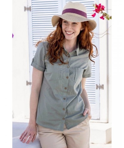 Coconut Short Sleeve Womens Shirt Light Khaki $18.80 Tops