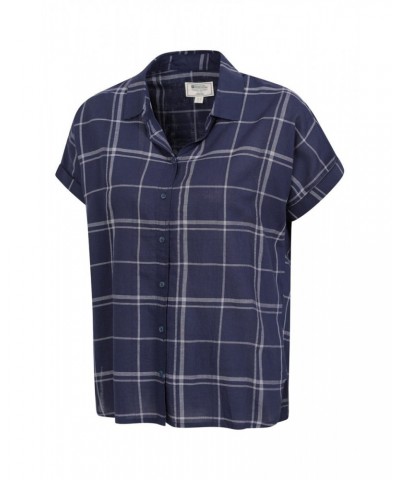 Palm Womens Relaxed Check Shirt Blue $18.47 Tops