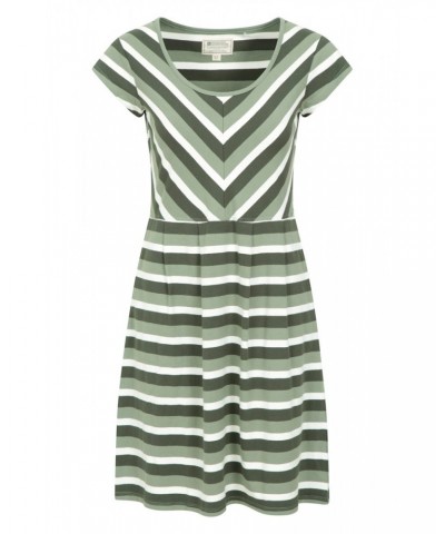 Womens A-Line UV Protective Stripe Dress Khaki $16.81 Dresses & Skirts