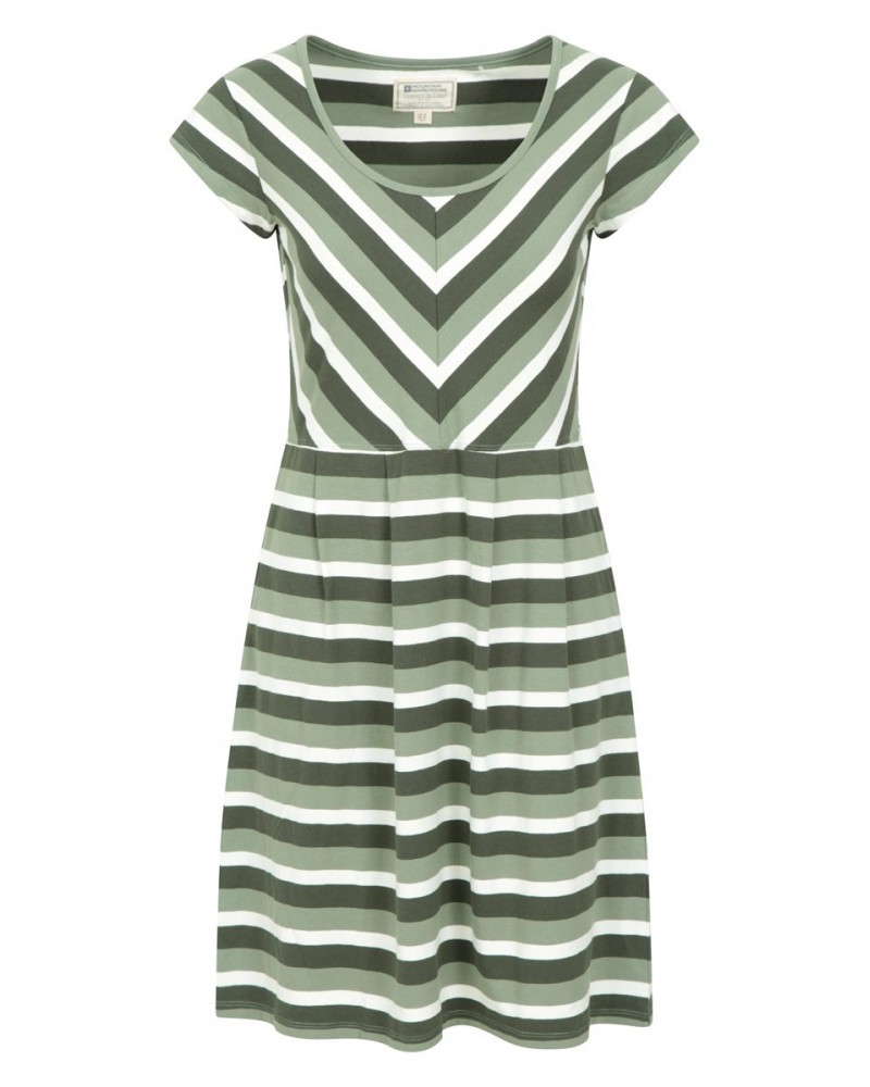 Womens A-Line UV Protective Stripe Dress Khaki $16.81 Dresses & Skirts