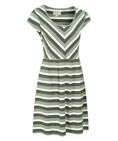 Womens A-Line UV Protective Stripe Dress Khaki $16.81 Dresses & Skirts