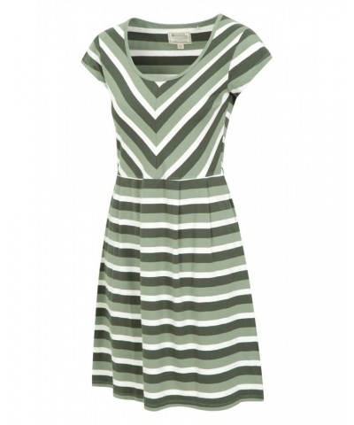 Womens A-Line UV Protective Stripe Dress Khaki $16.81 Dresses & Skirts