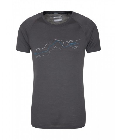 Quest Mens Printed Merino Thermal T-Shirt Dark Grey $21.99 Tops