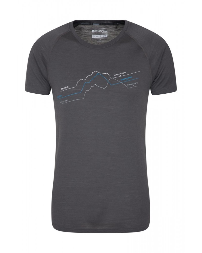 Quest Mens Printed Merino Thermal T-Shirt Dark Grey $21.99 Tops