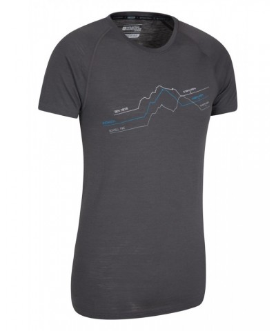 Quest Mens Printed Merino Thermal T-Shirt Dark Grey $21.99 Tops