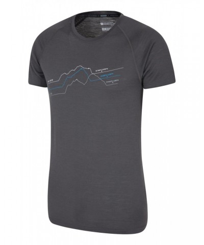 Quest Mens Printed Merino Thermal T-Shirt Dark Grey $21.99 Tops