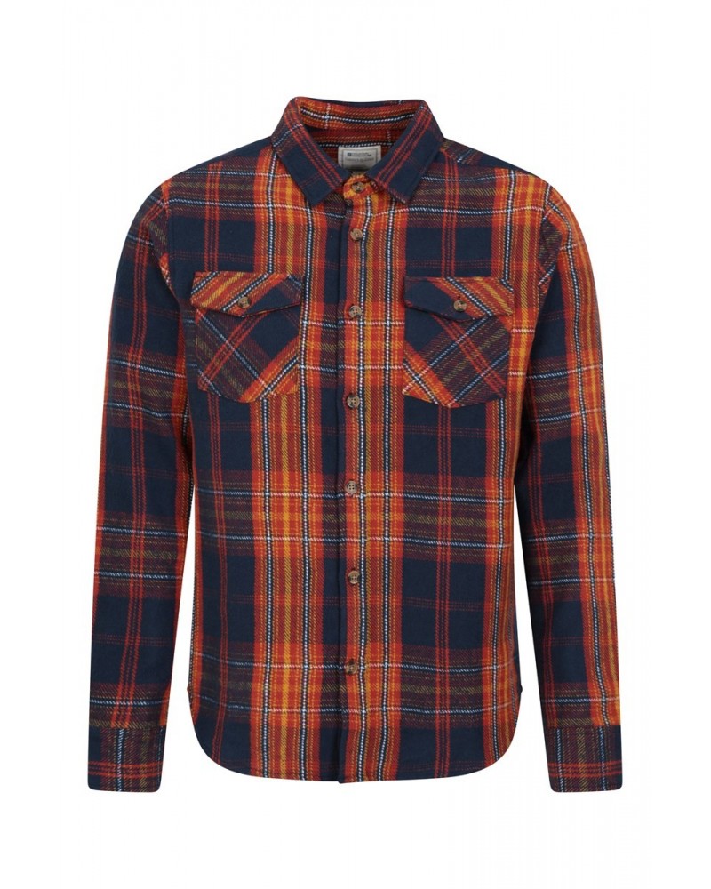 Track Mens Heavy Flannel Shirt Burnt Orange $14.19 Tops