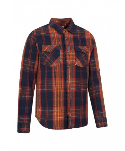 Track Mens Heavy Flannel Shirt Burnt Orange $14.19 Tops