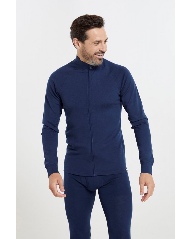 Merino Mens Full-Zip Top Navy $25.36 Thermals