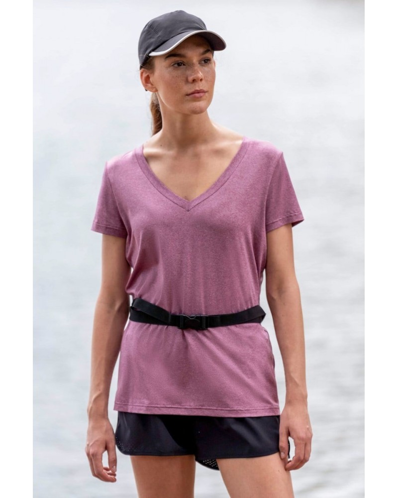 Vitality V Neck Womens Tee Berry $15.65 Active