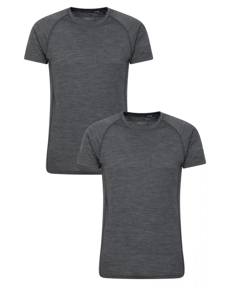 Summit Mens Merino T-Shirt Multipack Dark Grey $30.59 Thermals