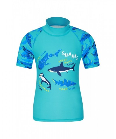 Printed Kids Rash Guard and Shorts Blue $14.99 Tops