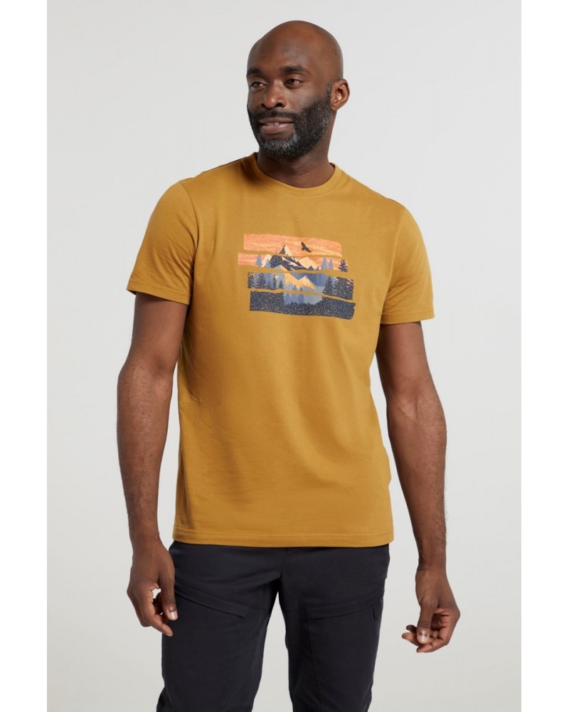 Mountain Explorer Organic Cotton Mens T-Shirt Beige $17.48 Tops