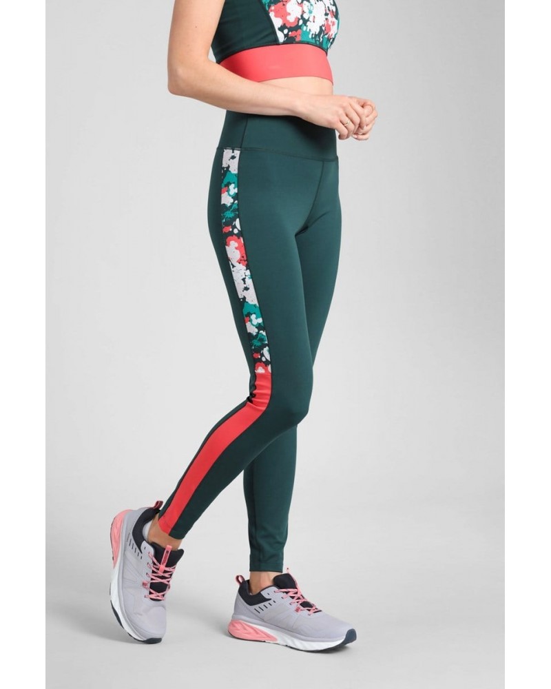 Aya Bonded-Waist Womens Leggings Dark Green $15.59 Active