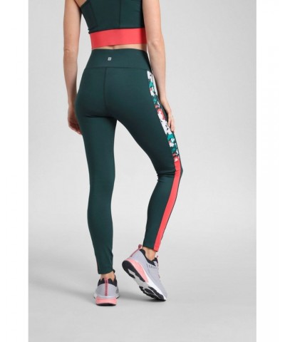 Aya Bonded-Waist Womens Leggings Dark Green $15.59 Active