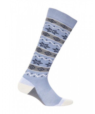 Isocool Womens Patterned Knee Length Ski Socks Pale Blue $10.00 Accessories