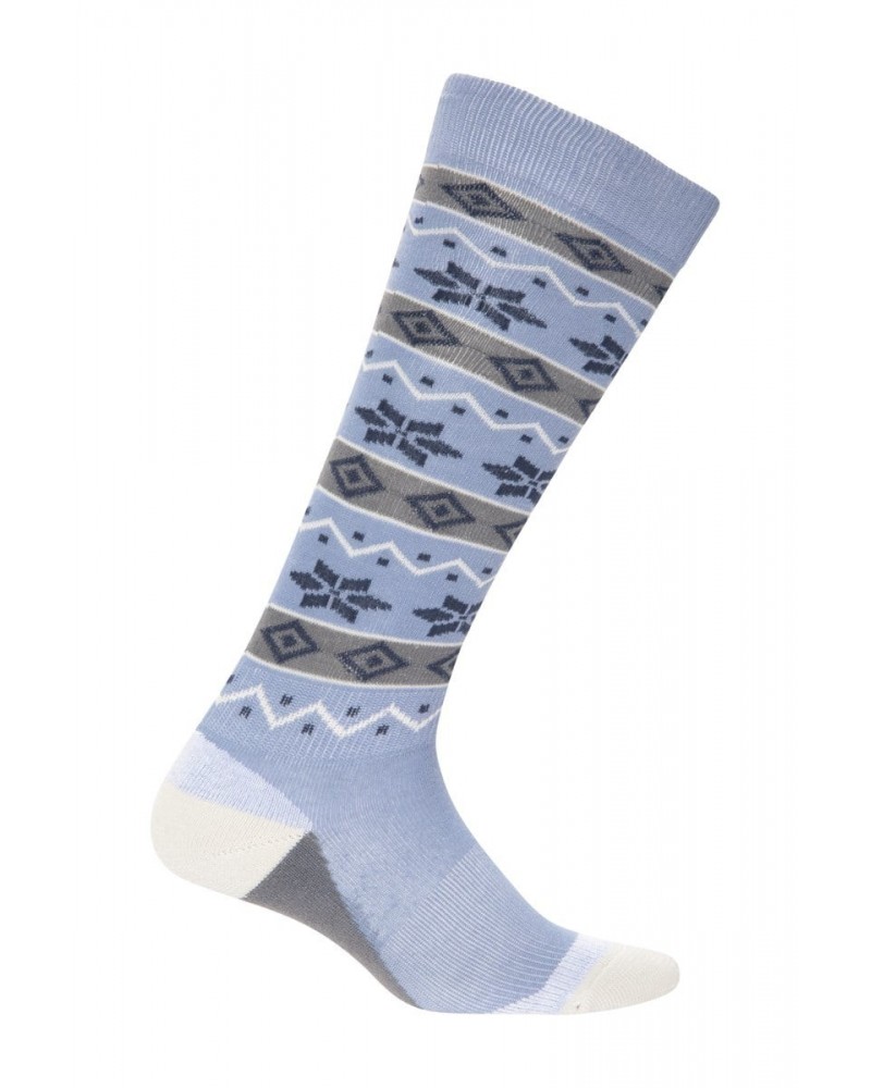 Isocool Womens Patterned Knee Length Ski Socks Pale Blue $10.00 Accessories