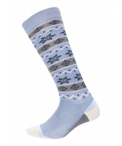 Isocool Womens Patterned Knee Length Ski Socks Pale Blue $10.00 Accessories