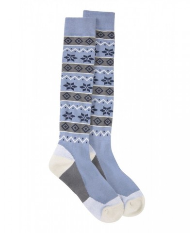 Isocool Womens Patterned Knee Length Ski Socks Pale Blue $10.00 Accessories