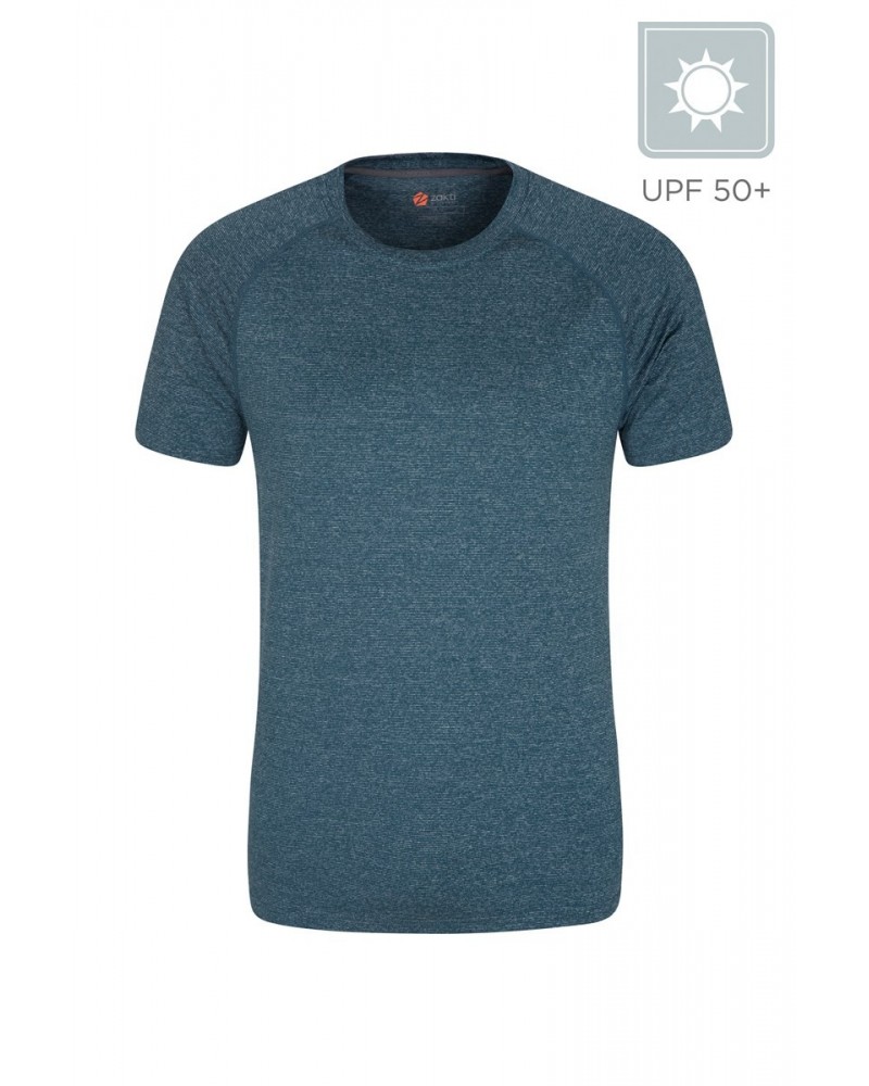 Agra IsoCool Mens Striped Tee Petrol $13.53 Active