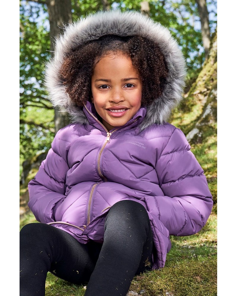 Galaxy Kids Water-resistant Long Insulated Jacket Purple $34.30 Jackets