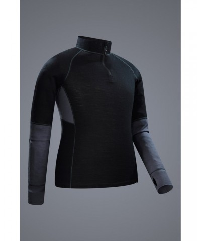 Ultra Mens Merino Zip Neck Top Black $28.31 Thermals