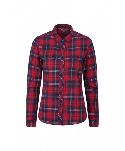 Willow Brushed Flannel Womens Shirt Red $14.24 Tops