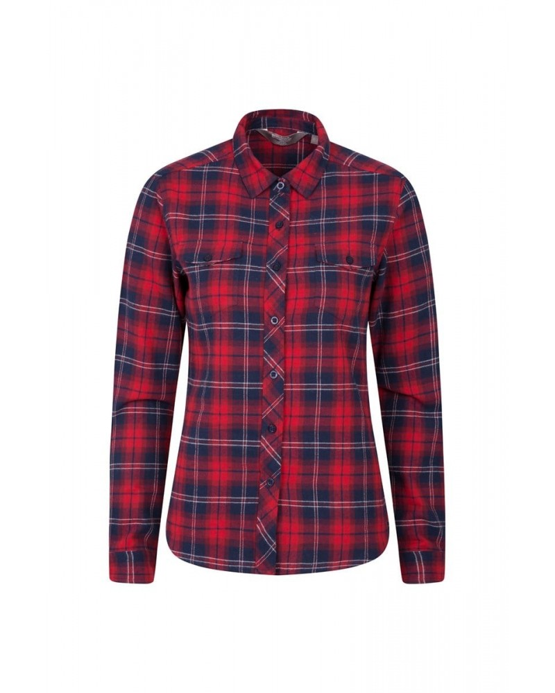 Willow Brushed Flannel Womens Shirt Red $14.24 Tops