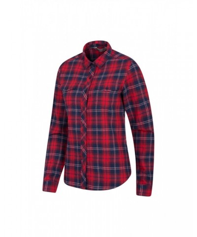 Willow Brushed Flannel Womens Shirt Red $14.24 Tops