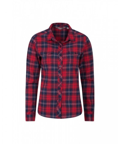 Willow Brushed Flannel Womens Shirt Red $14.24 Tops