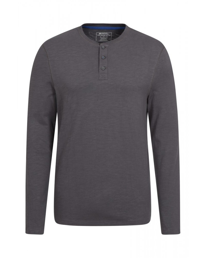 Truro Mens Organic Henley Tee Grey $14.99 Tops