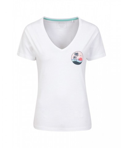 Palm Tree Womens Organic T-Shirt White $13.49 Tops